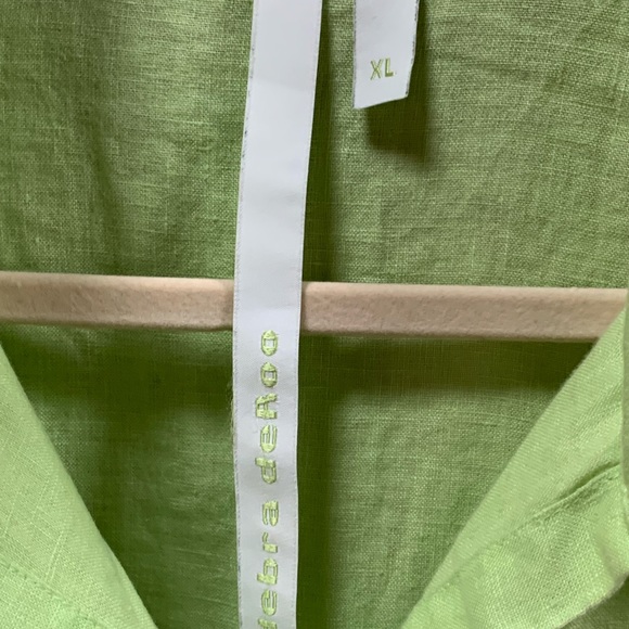 Lime green linen button down top / jacket with arm tie detail size XL - Picture 3 of 6